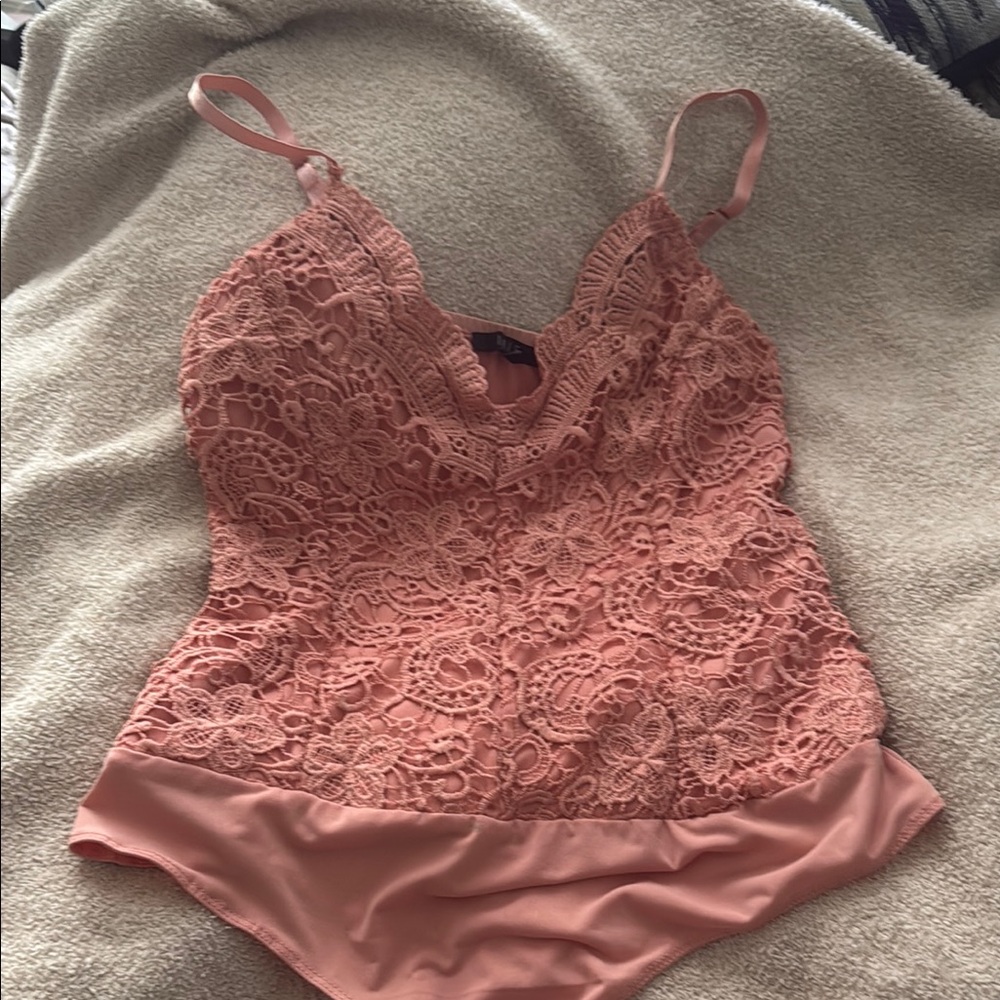 Iris Pink Embellished Bustier Bodysuit Sleeveless